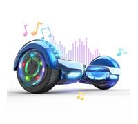 Hoverboard 6.5 Pouces avec Bluetooth et LED - RCB - Cadeau Parfait pour les Enfants Bleu Chromé