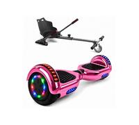 Hoverboard 6,5 Pouces Bluetooth Roues LED Rose Chromé avec Sac de Transport et Hoverkart Noir