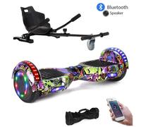 Hoverboard 6,5 Pouces Hip-hop violet avec Hoverkart, Haut-Parleur Bluetooth, LED Multicolores, Télécommande, Sac de Transport Offert