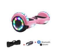 Hoverboard 6,5 Pouces Rose avec Haut-Parleur Bluetooth, LED Multicolores, Télécommande, Sac de Transport Offert