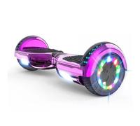 Hoverboard 6,5 Pouces Rose Chromé avec Haut-Parleur Bluetooth, LED Multicolores, Télécommande, Sac de Transport Offert