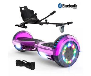 Hoverboard 6,5"" Rose chromé+Hoverkart noir, moteur 200W, Batterie 36V/3.6Ah,Autonomie de 10km, Éclairage LED + Bluetooth