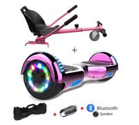 Hoverboard 6.5"" rose chromé + Hoverkart rose , Fonction Bluetooth , Télécommande et sac à main