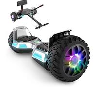 Hoverboard 8.5 Pouces, 12km/h, moteur 160W, + Kart , Bluetooth, et lumières LED, pour enfants, Argent