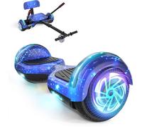 Hoverboard avec siège intégré, 6,5 pouces avec haut-parleur Bluetooth et lumières LED pour enfants (y compris kart à pédales)
