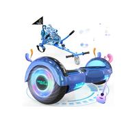 MEGA MOTION Pack Hoverboard Bleu et Kart Bleu, Hoverboard à 2 roues Lumières LED de 6,5"" avec Haut-parleur Bluetooth