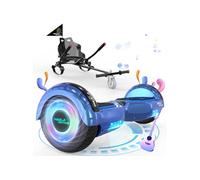MEGA MOTION Pack Hoverboard Bleu et Kart Noir, Hoverboard à 2 roues Lumières LED de 6,5"" avec Haut-parleur Bluetooth