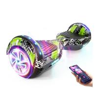 Hoverboard Enfant 6-12 Ans 6,5"" Bluetooth LED - Auto-Équilibrage - Cadeau Idéal - 70 kg Max - Tout Terrain - Vert & Gris