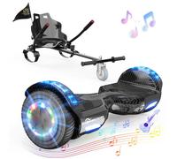 Hoverboard EVERCROSS TECH 6.5"" Pneus Pleins Tout-Terrain, Éclairage LED Bluetooth, Auto équilibre Cadeau pour Enfant et Adulte Noir