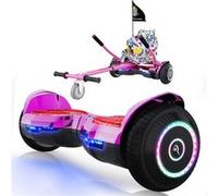 Hoverboard Gyropode Pneus 6.5" Rose avec Hoverkart - Auto-équilibré, Pédales LED Clignotantes, Bluetooth, Application, pour Enfants