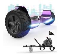 Hoverboard RCB 8.5 Pouces Scooter électrique Tout Terrain Gyropode Hummer Bluetooth LED + Hoverkart Karting Réglable Violet&Noir