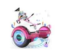 Hoverboard Rose + Kart Rose pour Enfants, 2 roues de 6,5 pouces Haut-parleur Bluetooth, Gokart Gyropode Lumières LED