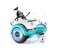 Hoverboard Vert + Kart Noir pour Enfants, 2 roues de 6,5 pouces Haut-parleur Bluetooth, Gokart Gyropode Lumières LED