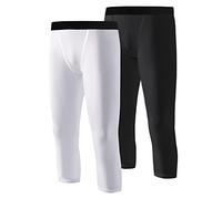 Hovershoes 2 Pcs Garçons Pantalons de Compression Leggings Enfants Jeunes Athletic Base Layer sous Shorts Équipement pour Courir, Collants Une Jambe pour Basketball Soccer