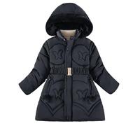 Hovershoes Manteau d'hiver pour Filles Doudoune à Capuche Doublée en Polaire Parka Ceinture Coupe Ajustée Chaud Coupe-Vent pour Activités Intérieures Et Extérieures pour 6 à 12 Ans
