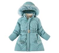 Hovershoes Manteau d'hiver pour Filles Doudoune à Capuche Doublée en Polaire Parka Ceinture Coupe Ajustée Chaud Coupe-Vent pour Activités Intérieures Et Extérieures pour 6 à 12 Ans