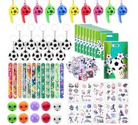 HOVIBU 112 Pièces Kit Football Pinata Anniversaire Garçon, Fête Enfants avec Sacs Cadeaux, Porte-Clés, Sifflets, Tatouage Temporaire, Football de Filature