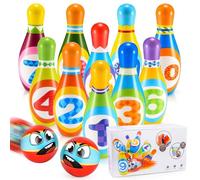 HOVIBU Bowling pour Enfants, 12 Pièces Jeu de Quilles, 10 Quilles et 2 Boules, Bowling Intérieur-Exterieur, Jouets Montessori Garçons-Fille, Cadeau Enfant 3-6 Ans