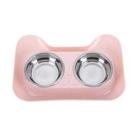 Hovico Gamelles pour chien et chat avec double gamelle en acier inoxydable et tapis en silicone antidérapant antidérapant anti-déversement, rose