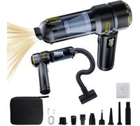 HOVIN Aspirateur à Main, 24000PA Aspirateur Voiture sans Fil Puissant, 220000 TR/Min Moteur sans Balai, 3 réglages de Puissance pour Cuisine,Voiture, Maison,Poils d'animaux (Noir et Or)