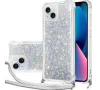 Hovisi Chaîne de téléphone portable - Coque de protection pour iPhone 13 - Avec bande - Sables mouvants scintillants - Avec bande - Avec cordon à bandoulière - Pour iPhone 13 - Sables rapides à