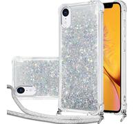 Hovisi Chaîne de téléphone portable - Coque de protection pour iPhone XR - Avec bande - Sables mouvants à paillettes - Avec bande - Avec cordon à bandoulière - Sables rapides à paillettes