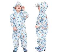 Hovkib Combinaison de Pluie pour Enfants Garçons Filles Imperméable Une Pièce Combinaison Imperméable Zippée Poncho de Pluie Respirante Vestes de Pluie Léger 5-7 Ans