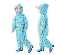 Hovkib Combinaison de Pluie Une Pièce pour Enfants Garçons Filles Imperméable Respirante Vestes de Pluie Léger Vêtement de Pluie Zippée Poncho de Pluie 1-3 Ans