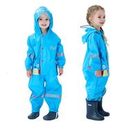 Hovkib Enfants Combinaison de Pluie Garçons Filles Imperméable Une Pièce Vestes de Pluie Respirante Manteaux de Pluie Léger Poncho Zippée Vêtement de Pluie, 1-3 Ans