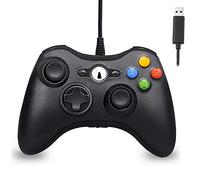 Hovlia Manette filaire pour Xbox 360, manette de jeu USB avec joystick amélioré, compatible avec Microsoft Xbox 360 et Slim/PC Windows 10/8/7 (Noir)
