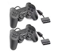 Hovlian 2 Pack PS2 Wired Controller,Double Shock Gamepad Compatible with PS2 Controller (Black 2 PACK)