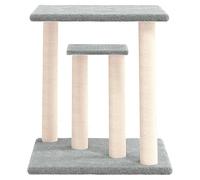 Hovothy Arbre à chat - Colonnes avec sisal naturel enveloppé - Meuble pour chat - Tour pour chat à plusieurs niveaux - Pour griffer, grimper, s'asseoir, se cacher et se reposer - Gris clair - 47,5 x