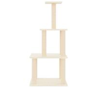 Hovothy Arbre à chat - Colonnes avec sisal naturel - Tour à chat à plusieurs niveaux - Pour griffer, grimper, s'asseoir, se cacher et se reposer - Crème - 47,5 x 47,5 x 111 cm