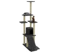 Hovothy Arbre à chat - Colonnes avec sisal naturel - Tour à chat à plusieurs niveaux - Pour griffer, grimper, s'asseoir, se cacher et se reposer - Gris foncé - 54 x 73 x 155 cm