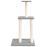 Hovothy Arbre à chat - Colonnes enveloppées de sisal naturel - Tour pour chat à plusieurs niveaux - Pour griffer, grimper, s'asseoir, se cacher et se reposer - Gris clair - 47,5 x 47,5 x 85,5 cm