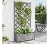 Hovothy Jardinière avec treillis pour l'extérieur - Jardinière pour herbes aromatiques - Bac à fleurs pour balcon - Gris - 75 x 35 x 150 cm - Bois de sapin massif
