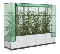 Hovothy Jardinière surélevée avec embout de serre, pour légumes, herbes aromatiques, jardinières pour jardin, jardinière avec serre, parterre de culture, plate-bande de jardin, blanc, 160 x 40 x 138