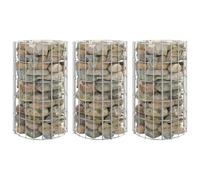 Hovothy Lot de 3 jardinières surélevées en gabions ronds, pour mur de jardin, parterre de plantes, parterre de gabions, panier de plantes, mur de plantes, argenté, 30 x 50 cm, en acier galvanisé