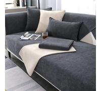 Hovoto Housse de canapé 1/2/3/4 places, en forme de L, antidérapante, housse de canapé pour siège, housse de canapé universelle, lavable, gris foncé, 110 x 240 cm