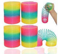 HOVUK 4 ressorts magiques à paillettes pour enfants de 6,5 cm | Ressorts magiques arc-en-ciel | Jouets cadeaux pour garçons et filles | Remplissage de sacs de fête pour enfants de 3 ans et plus