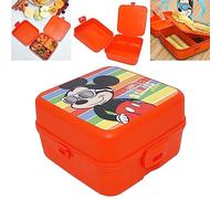 HOVUK Boîte à déjeuner carrée Mickey Mouse de 13 cm, 3 compartiments avec fermeture à clic, sans BPA, réutilisable, pour enfants à partir de 3 ans