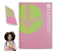 HOVUK Carnet à double spirale avec 180 pages détachables, rose A4, pages pré-perforées, ligné pour université, 80 g/m² avec lignes de feu, taille 30 cm