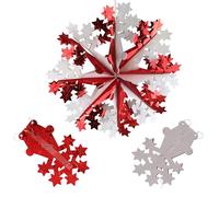 HOVUK® Décoration de Noël à suspendre au plafond, Guirlande en feuille d'aluminium pour mur, Cloche, Boule, Décoration Flocon de neige (Rouge/Blanc, Flocon de neige de 40 cm)