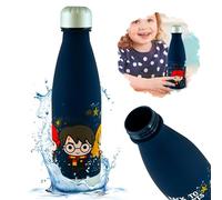 HOVUK Harry Potter Bouteille d'eau pour enfants - 650 ml Chibi noir en plastique sans BPA et étanche - Bouteille réutilisable pour l'école, les voyages et le sport - pour garçons et filles à