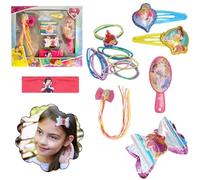 HOVUK Lot de 18 accessoires de cheveux de princesse Disney pour filles, pinces Disney pour plus jeunes, jolie brosse et élastiques à cheveux avec bandeaux, ensemble de beauté de Noël pour filles