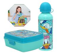 HOVUK Lot de 2 bouteilles d'eau en aluminium de 500 ml et boîte à déjeuner de 16,5 cm pour enfants, motif Mickey et ses amis pour la rentrée scolaire