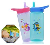 HOVUK Lot de 2 gobelets à paille imprimés Paw Patrol Chase et Skye - 420 ml - Sans BPA - Avec couvercle à paille pop-up - Pour enfants de 6 mois et plus