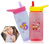 HOVUK Lot de 2 gobelets à paille imprimés Paw Patrol Marshall et Skye - 420 ml - Paille pop-up en silicone - Sans BPA - Pour enfants de 6 mois et plus