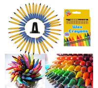 HOVUK Lot de 36 mini crayons de cire pour enfants - Non toxiques pour tout-petits - Ensemble de coloriage facile à prendre en main avec taille-crayon gratuit - Cadeaux de Pâques et fournitures