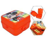HOVUK Mickey Mouse Boîte à déjeuner pour enfants de 14 cm, 3 compartiments avec fermeture à clic, boîte à goûter de qualité alimentaire pour l'école ou les voyages à partir de 3 ans